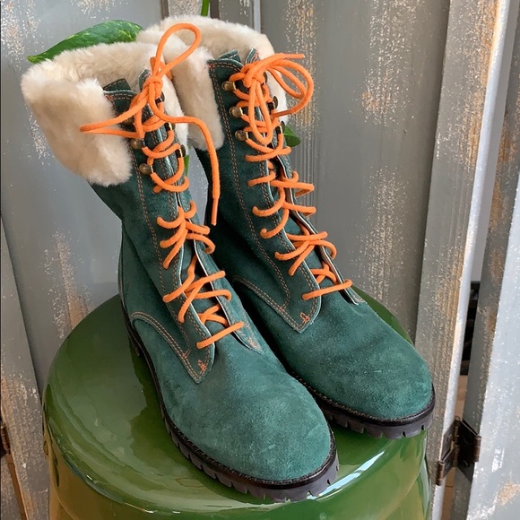 Cole Haan Waterproof Green Suede lace up boots - Picture 4 of 10